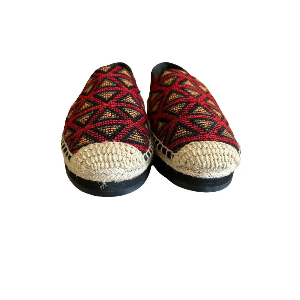 Botkier Sara Kilim Aztec print Platform Espadrille Shoes Red 8.5